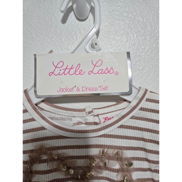 Little Lass Girls Outfit Set Dress & Jacket Size 5‎ Hearts Faux Leather - Picture 6 of 8